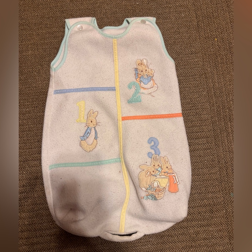 vintage Peter rabbit themed bunting wearable fleece sleep sack by Quiltex.